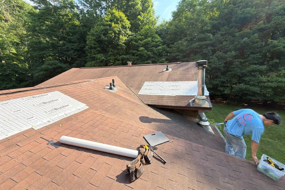 Roof repair in progress